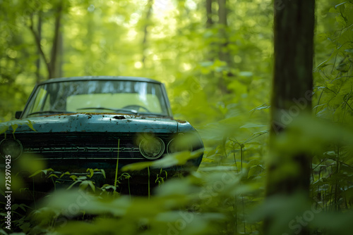 Lost in Natures Grasp: Vintage Relic Resides Amongst Forest Canopy