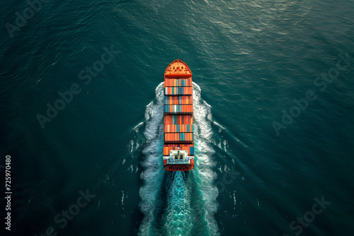 Massive Container Ship in the Open Ocean