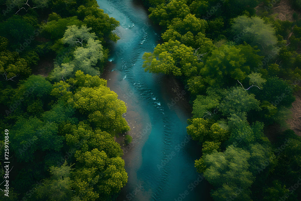 Serpentine River Flowing Through a Verdant Forest