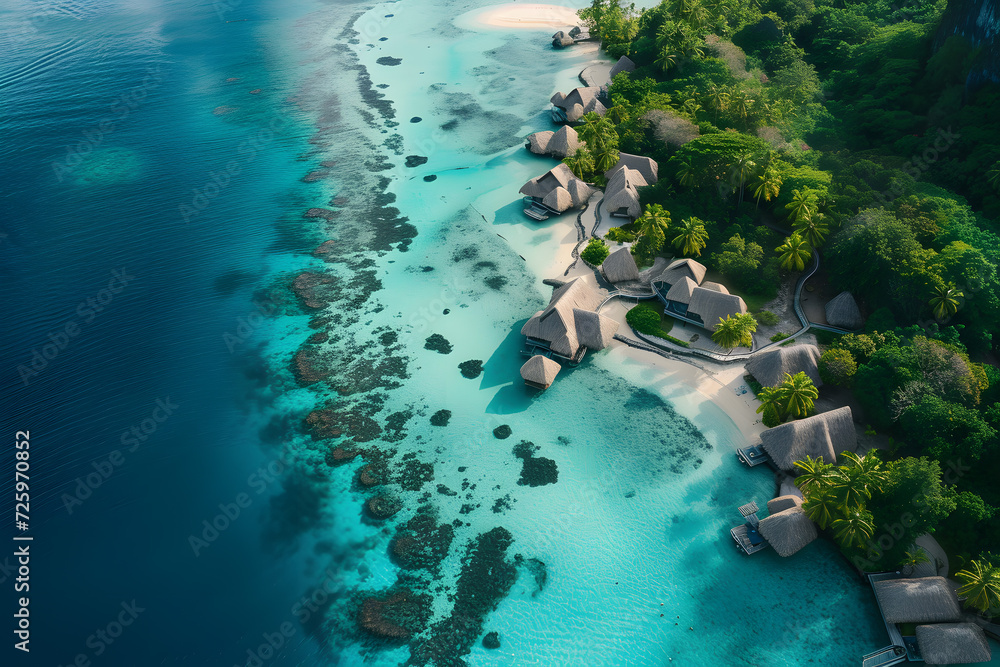 Aerial View of Tropical Island Resort
