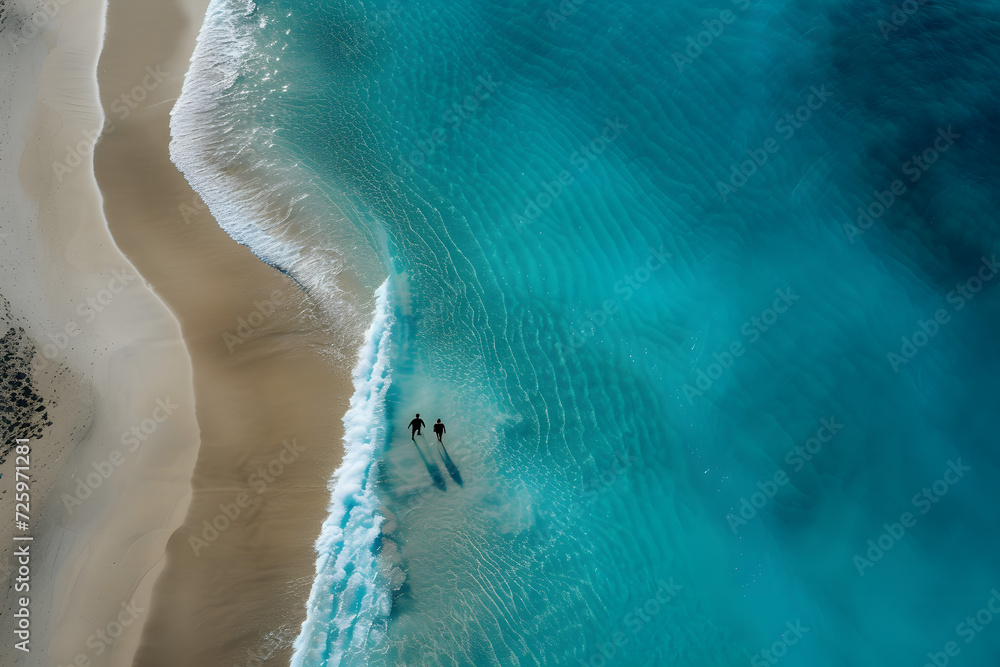 Couple Standing on Sandy Beach