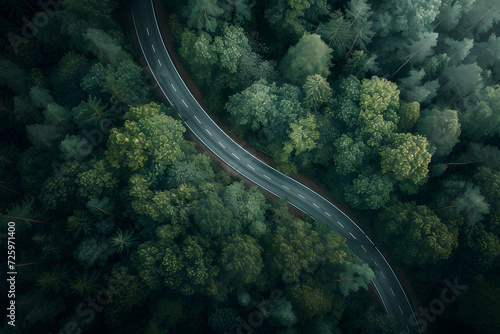 Aerial View of Tree-lined Road © Ilugram