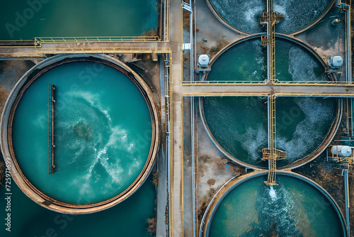 Liquid Artistry: Captivating Aerial View of a Water Treatment Symphony