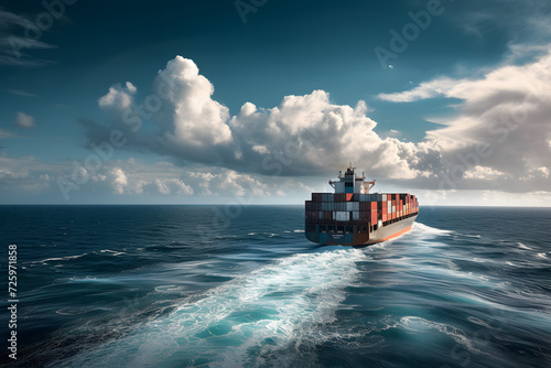 Large Cargo Ship in the Middle of the Ocean