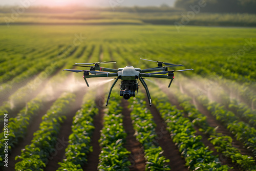 Aerial View of Vast Crop Field With Flying Camera