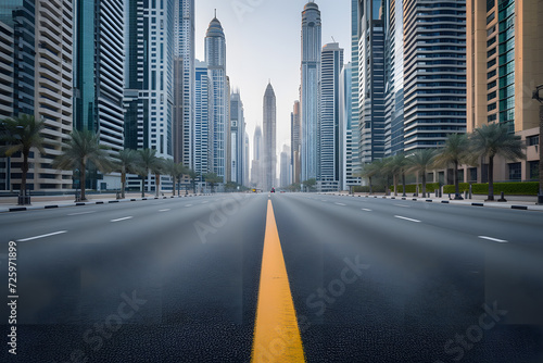 Empty Street With Tall Buildings