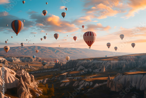 Aerial View of Multiple Hot Air Balloons Floating in the Sky