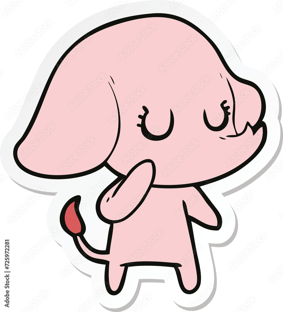 sticker of a cute cartoon elephant sticker of a cute cartoon elephant
