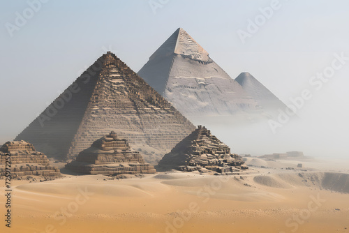 The Pyramids of Giza in the Desert