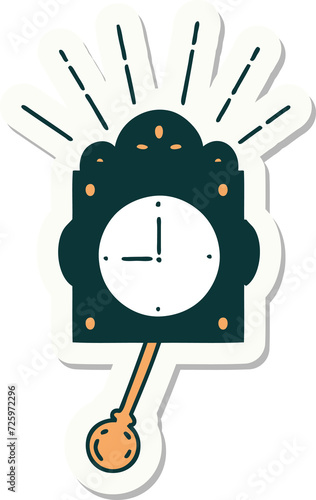 sticker of tattoo style ticking clock photo