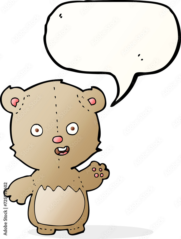 cartoon teddy bear with speech bubble