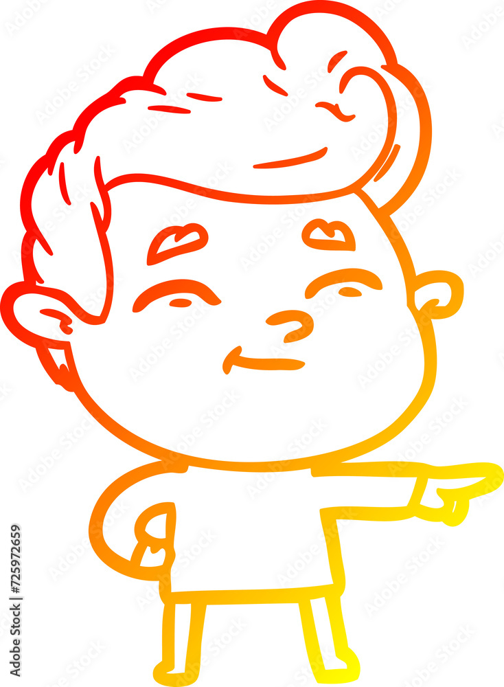 warm gradient line drawing happy cartoon man pointing warm gradient line drawing happy cartoon man pointing
