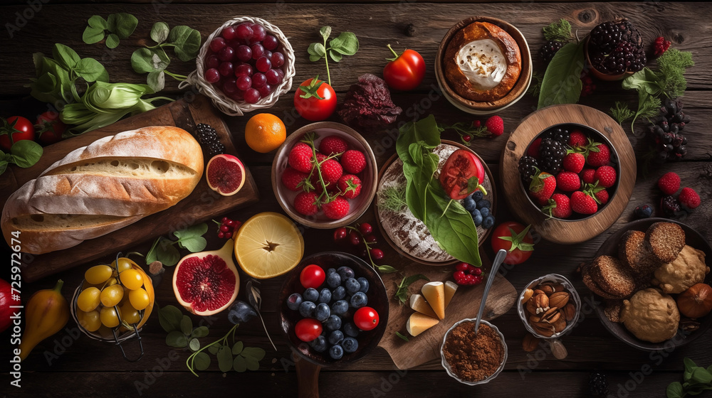 table of different food