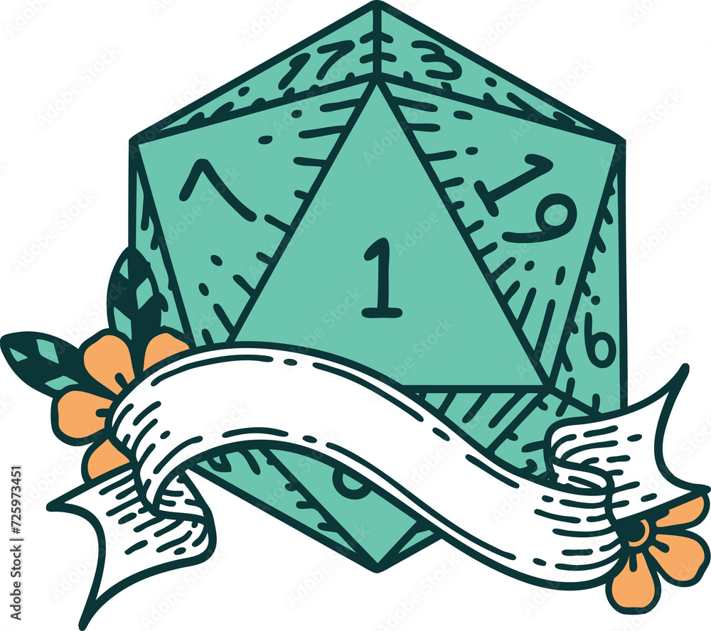 natural one d20 dice roll illustration natural one d20 dice roll illustration