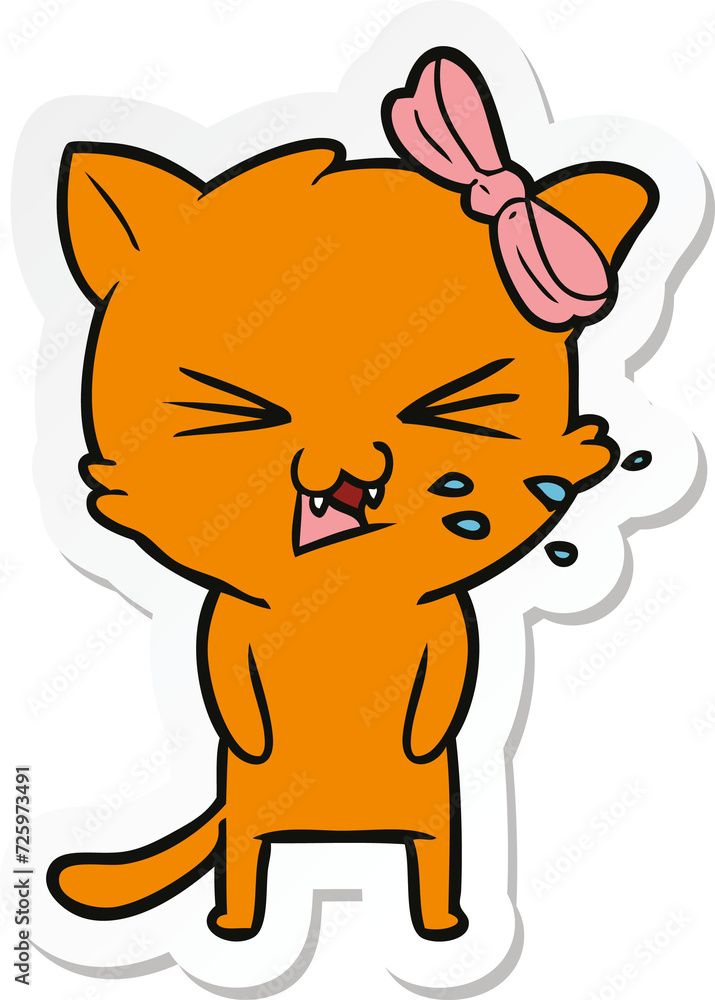 sticker of a cartoon cat sticker of a cartoon cat