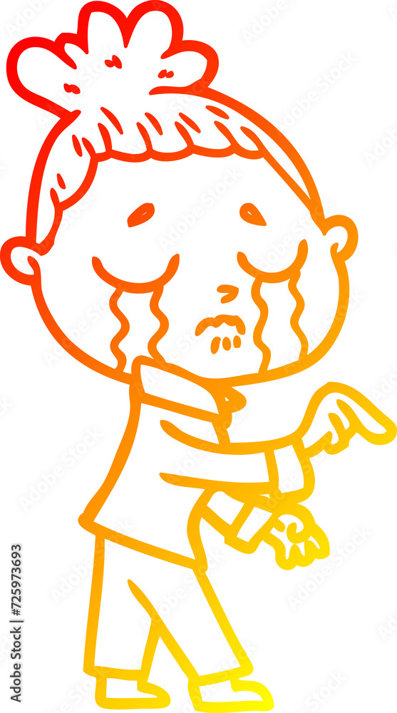 warm gradient line drawing cartoon crying woman pointing warm gradient line drawing cartoon crying woman pointing