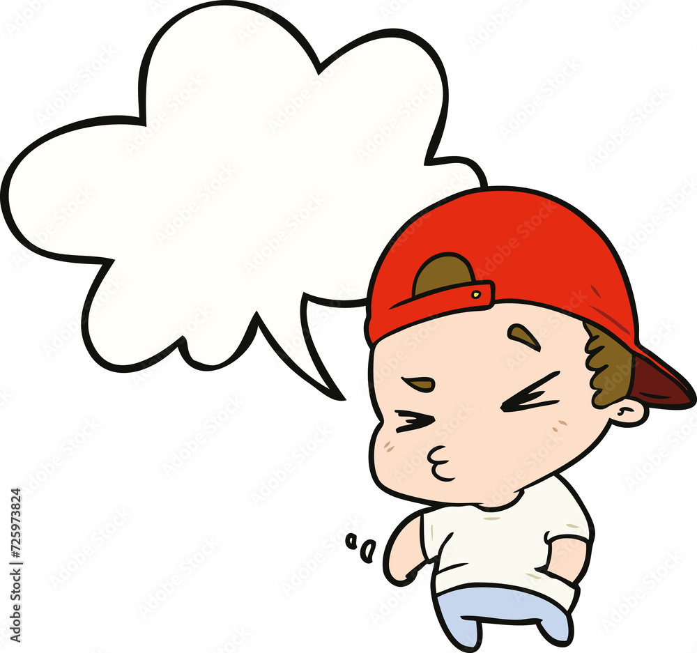 Obraz premium cartoon cool kid and speech bubble