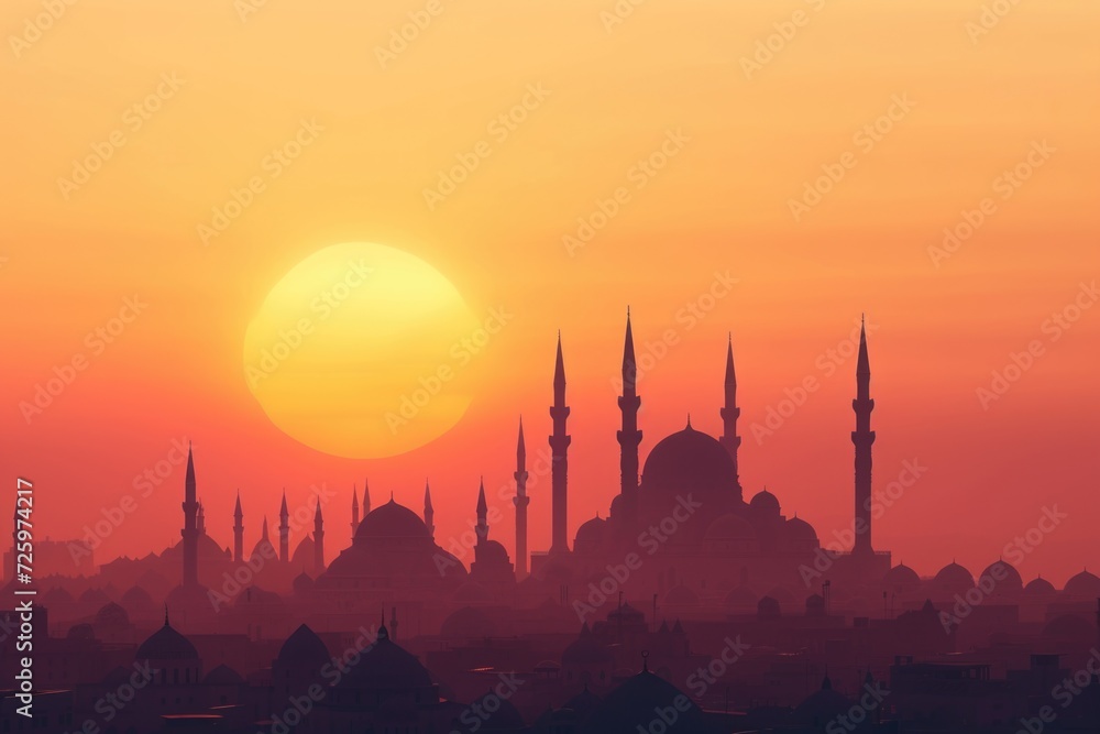 Sunrise over Middle Eastern Cityscape