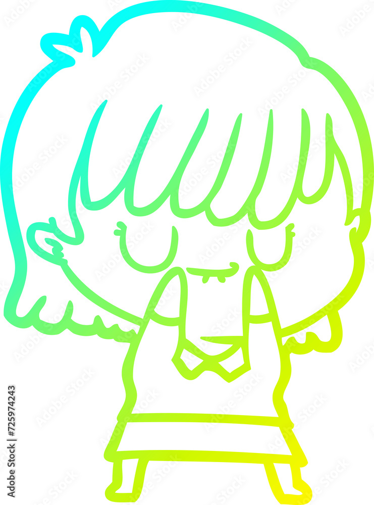cold gradient line drawing cartoon woman cold gradient line drawing cartoon woman