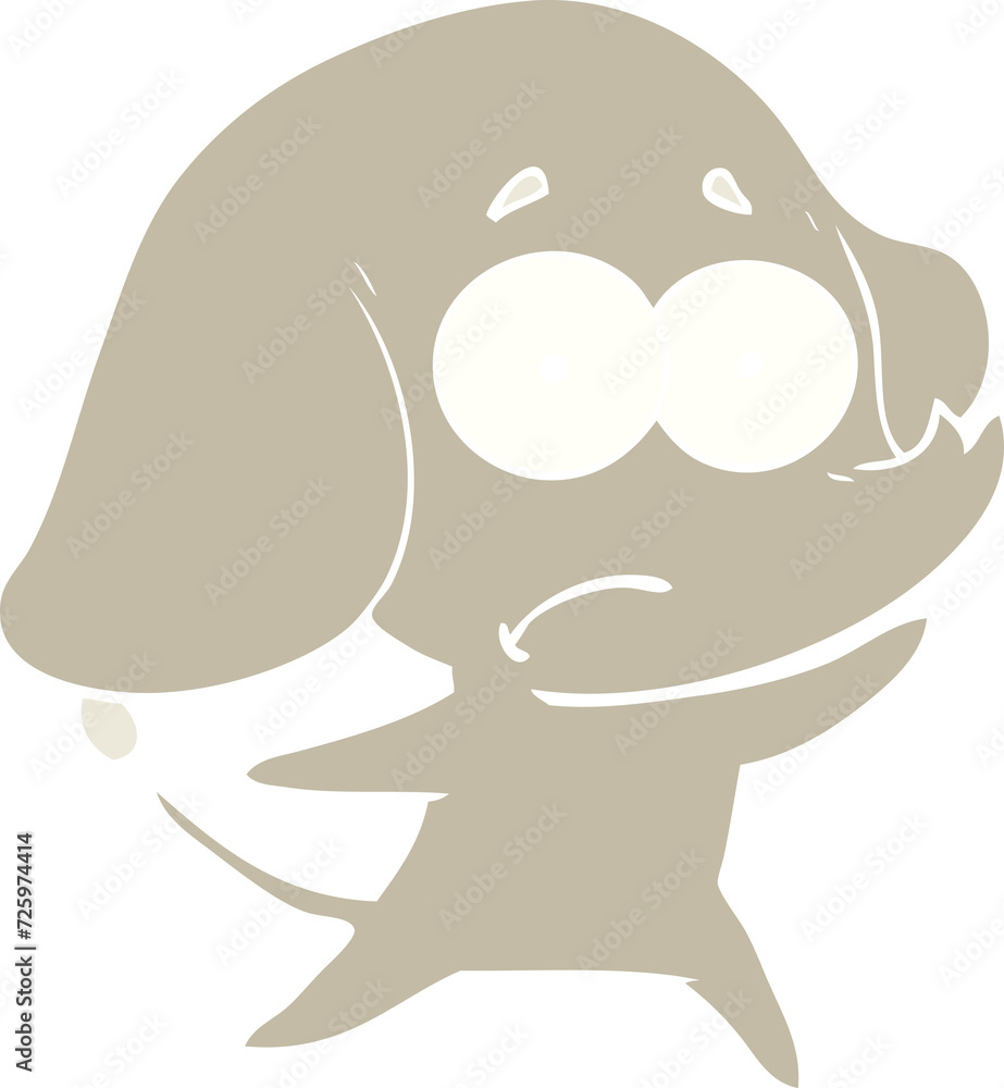 Fototapeta premium flat color style cartoon unsure elephant