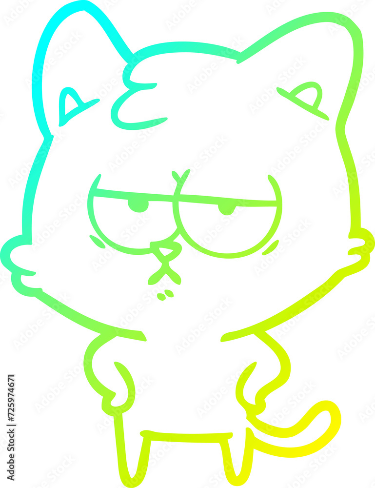 cold gradient line drawing bored cartoon cat cold gradient line drawing bored cartoon cat