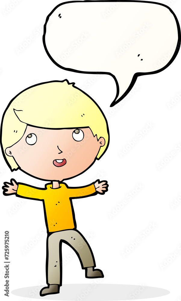cartoon happy boy with speech bubble cartoon happy boy with speech bubble