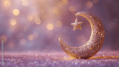 (Crescent moon and star on a textured background