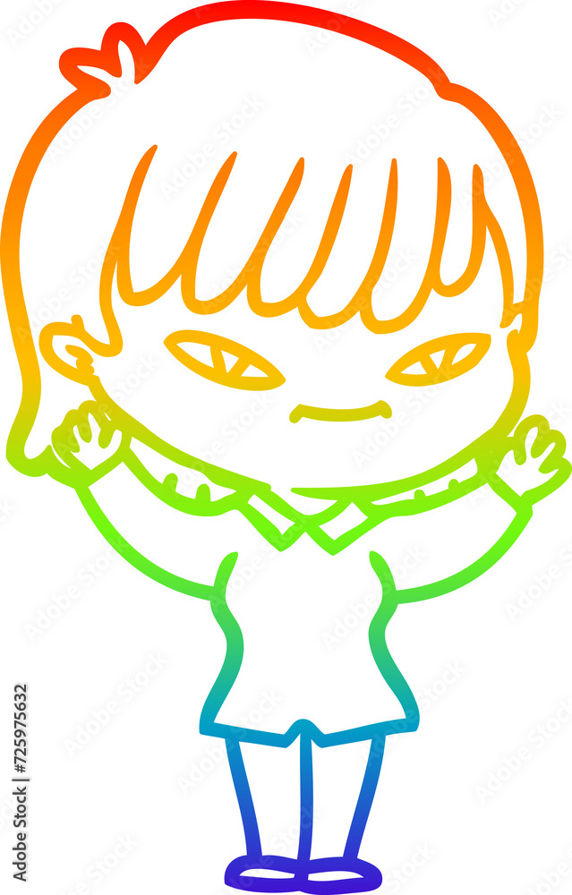 rainbow gradient line drawing cartoon woman rainbow gradient line drawing cartoon woman