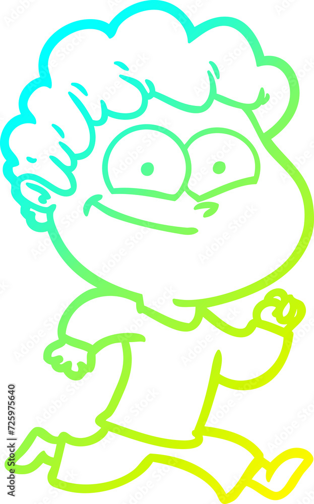 cold gradient line drawing cartoon happy man cold gradient line drawing cartoon happy man
