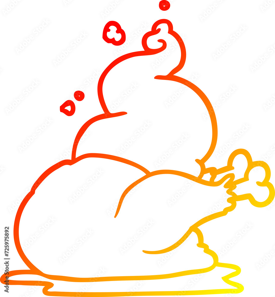 warm gradient line drawing whole cooked chicken