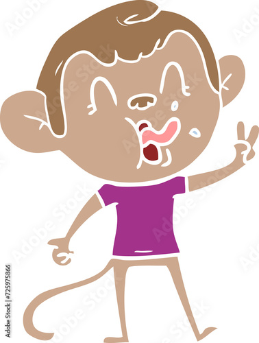 crazy flat color style cartoon monkey