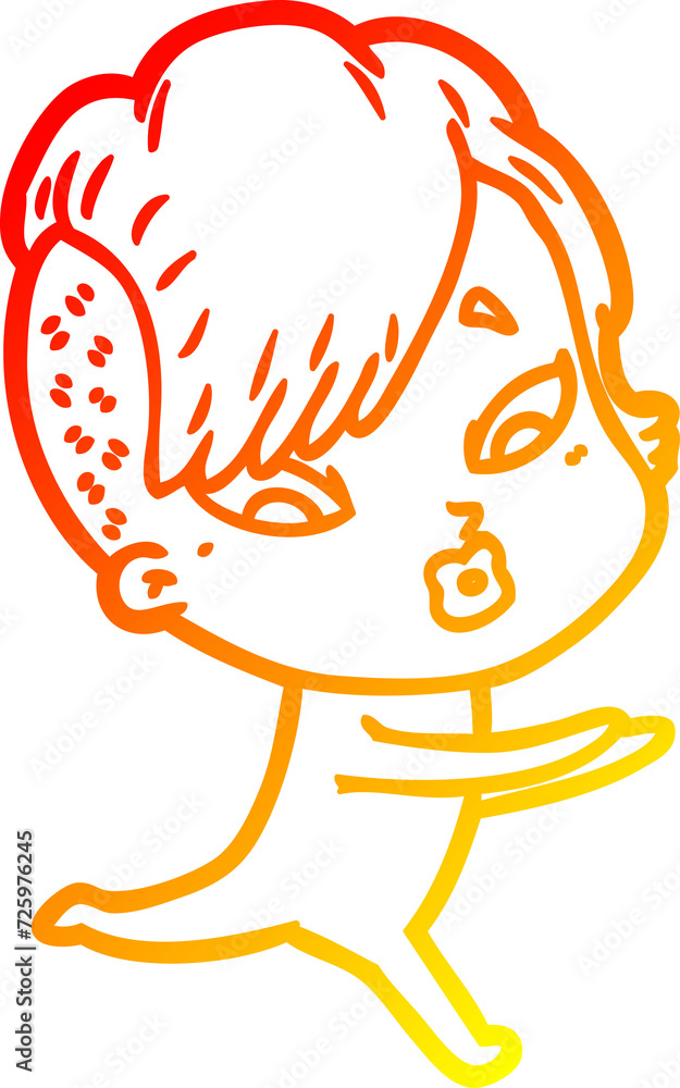 warm gradient line drawing cartoon surprised girl warm gradient line drawing cartoon surprised girl