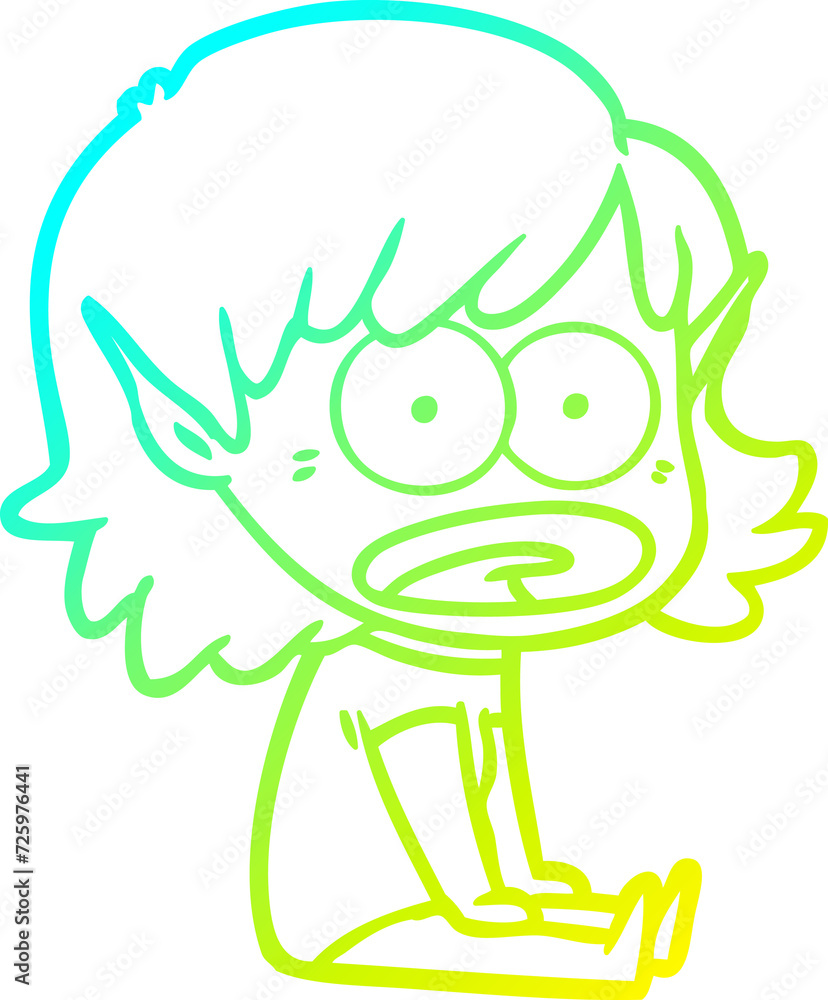 cold gradient line drawing cartoon shocked elf girl cold gradient line drawing cartoon shocked elf girl