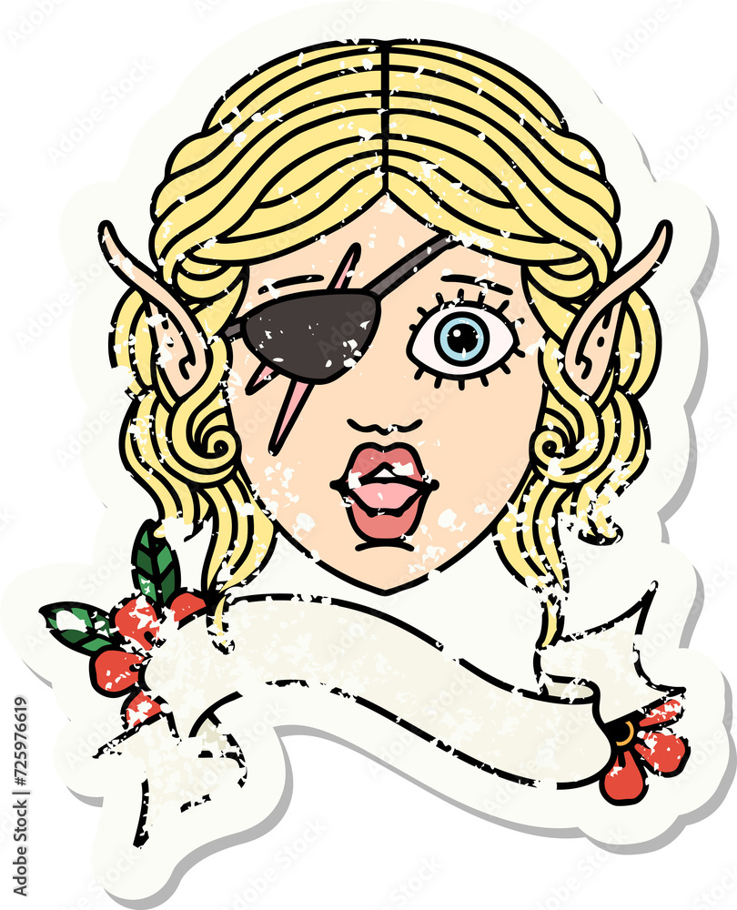 elf rogue character face grunge sticker elf rogue character face grunge sticker