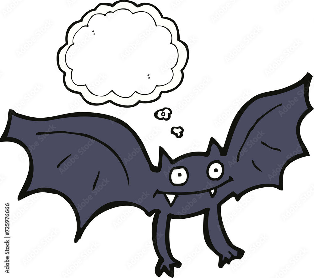 Fototapeta premium cartoon vampire bat with thought bubble
