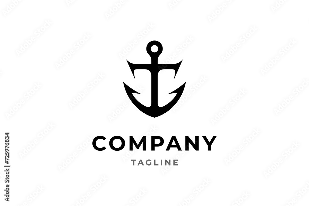 ship anchor logo in flat vector design style ship anchor logo in flat vector design style