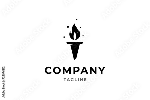 torch logo in flat vector design style