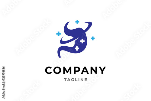 healthy stomach logo icon vector design with medical cross symbol