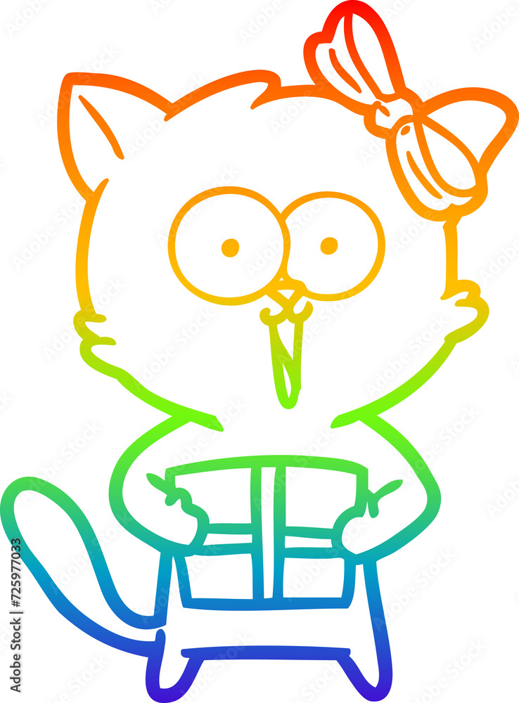 rainbow gradient line drawing cartoon cat rainbow gradient line drawing cartoon cat