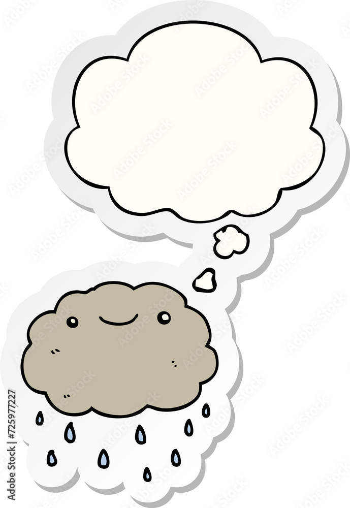 cartoon cloud and thought bubble as a printed sticker cartoon cloud and thought bubble as a printed sticker