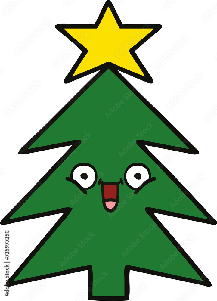 Fototapeta premium cute cartoon christmas tree