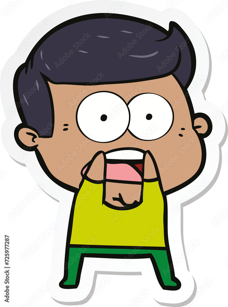 sticker of a cartoon shocked man