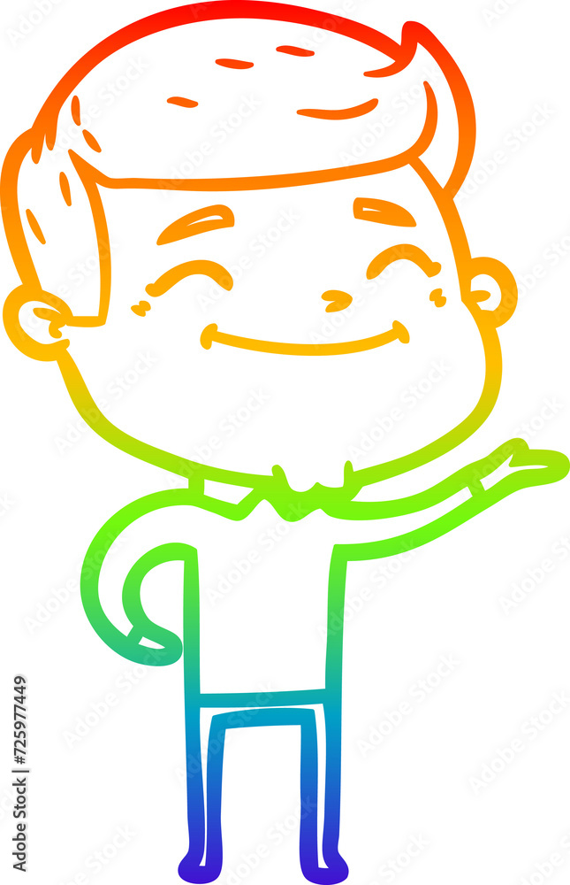 rainbow gradient line drawing happy cartoon man rainbow gradient line drawing happy cartoon man