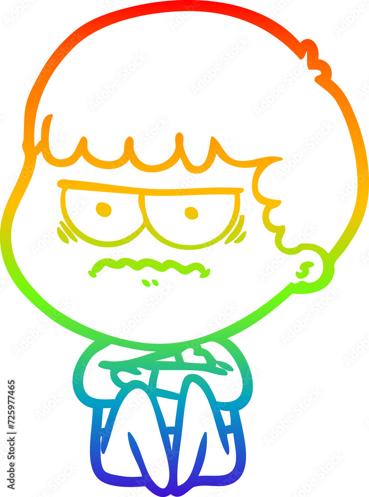 rainbow gradient line drawing cartoon annoyed man rainbow gradient line drawing cartoon annoyed man