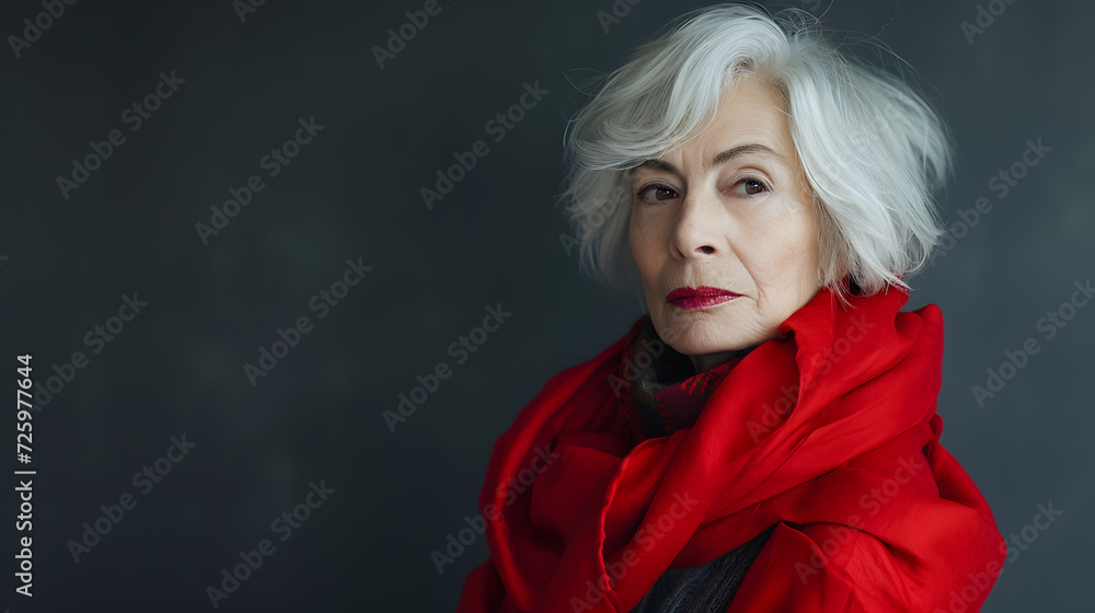 senior sad lady with white hair portrait, generative ai senior sad lady with white hair portrait, generative ai