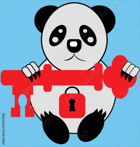little bear grabbing his key and padlock