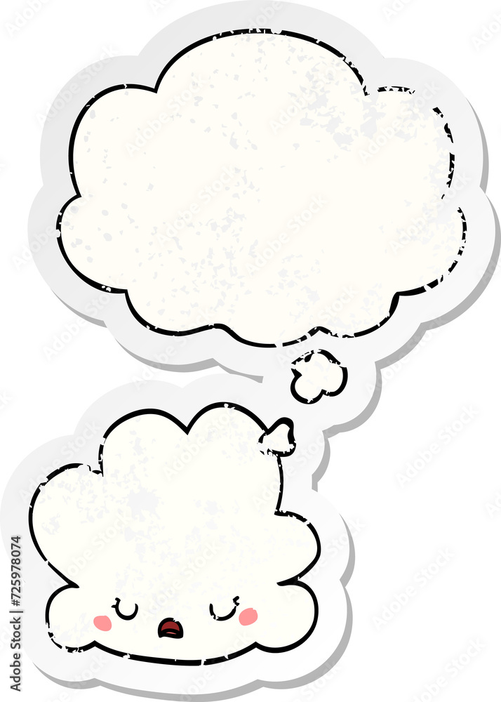 cute cartoon cloud and thought bubble as a distressed worn sticker cute cartoon cloud and thought bubble as a distressed worn sticker