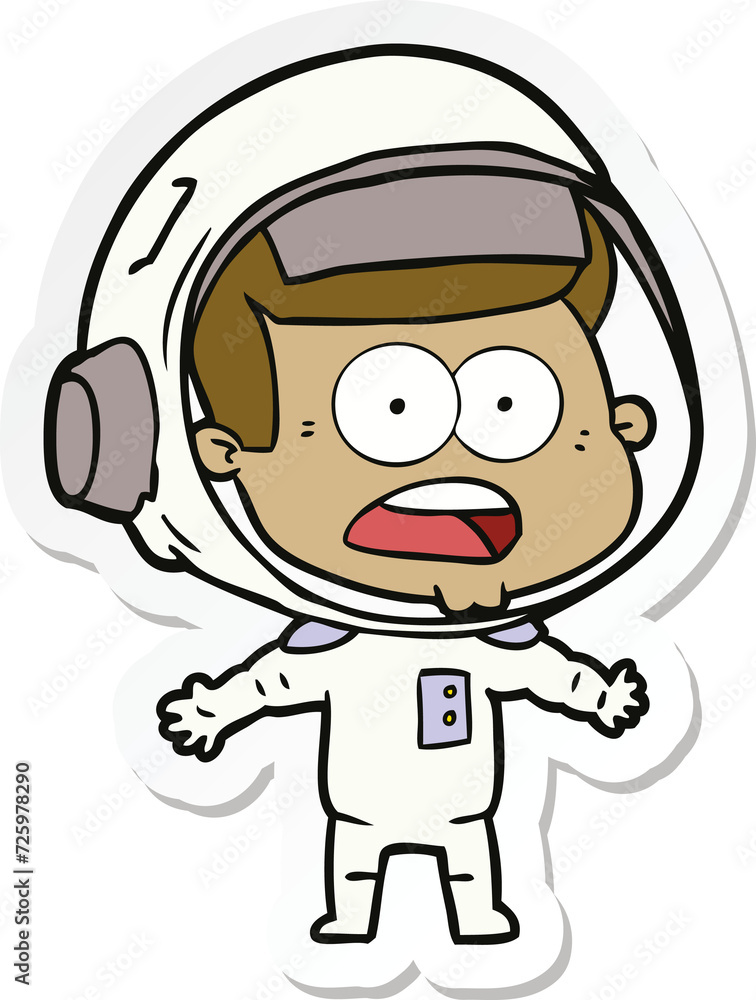 sticker of a cartoon surprised astronaut sticker of a cartoon surprised astronaut