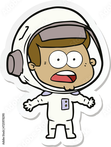 sticker of a cartoon surprised astronaut