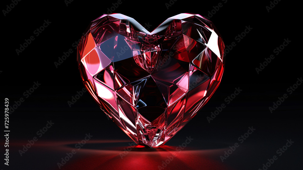 A captivating 3D crystal heart icon beautifully rendered to showcase its intricate details. Perfect for adding a touch of elegance and love to any project or design.